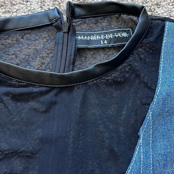 MANIÉRE DE VOIR DENIM CORSET MESH BODYSUIT - Picture 8 of 13